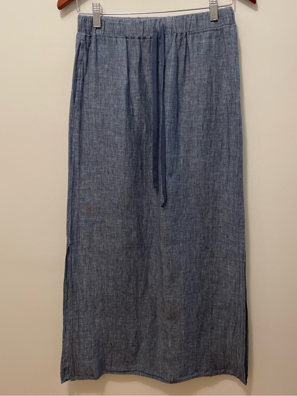 Max Studio Cotton Blend Boho/Coastal Drawstring Maxi Skirt